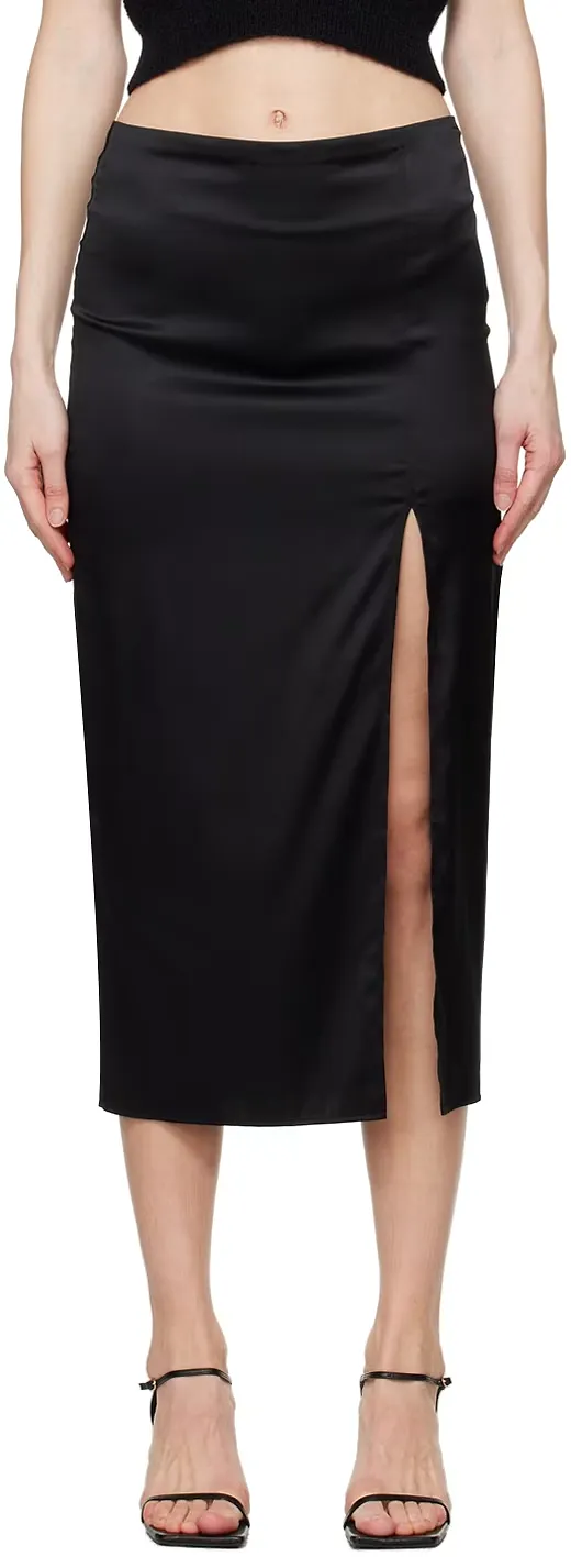 Black Slit Midi Skirt