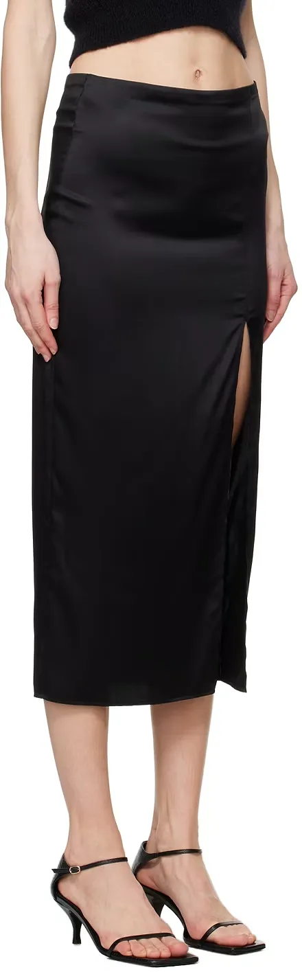 Black Slit Midi Skirt
