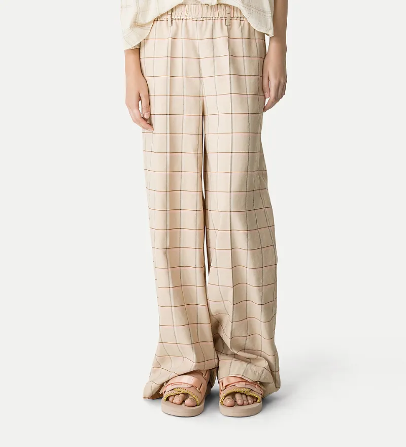 Loose—Fit Tartan Trousers