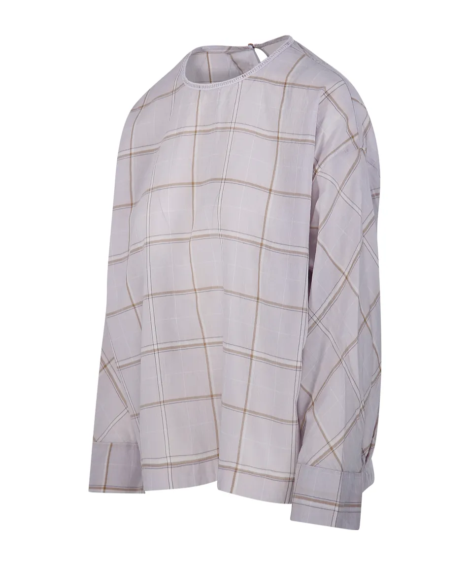 Plaid-Pattern Blouse