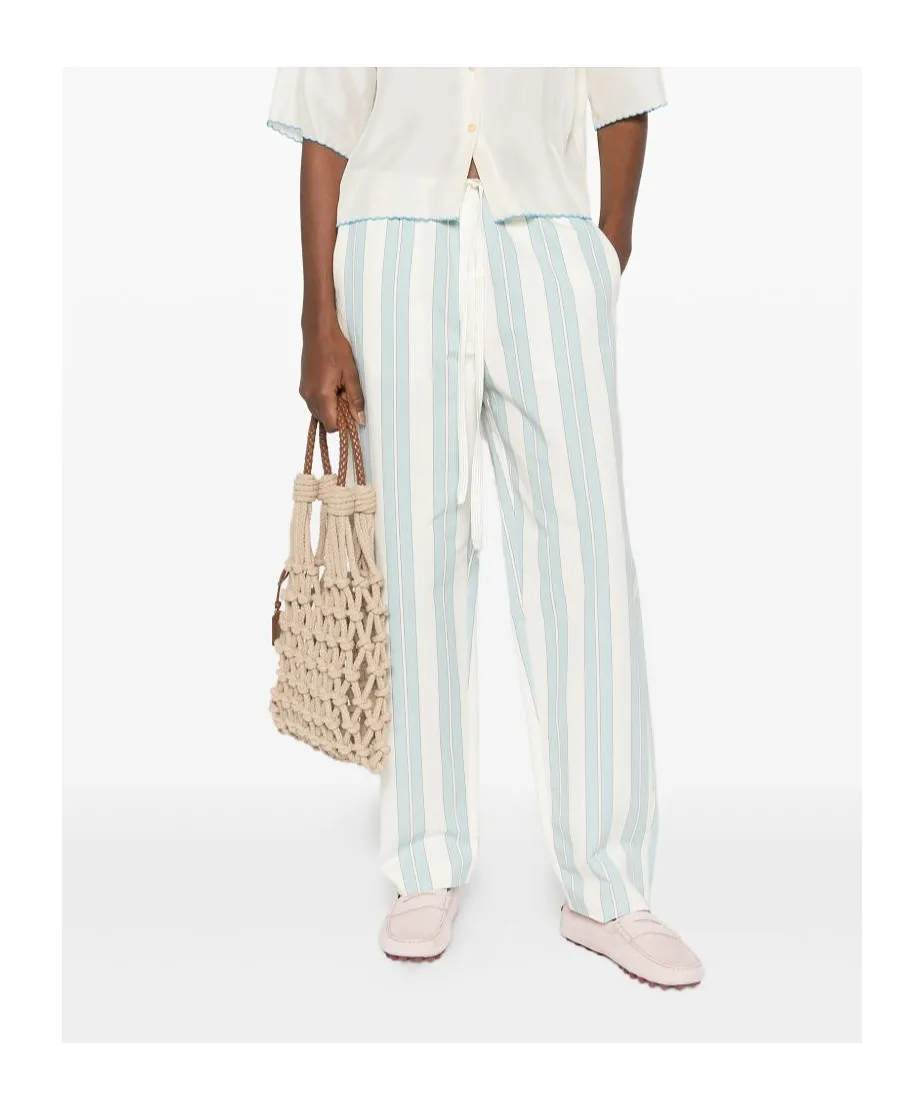 Striped Drawstring-Fastening Trousers