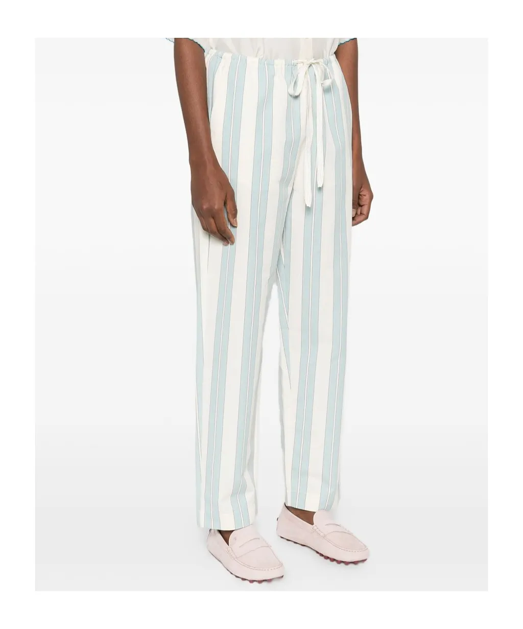Striped Drawstring-Fastening Trousers