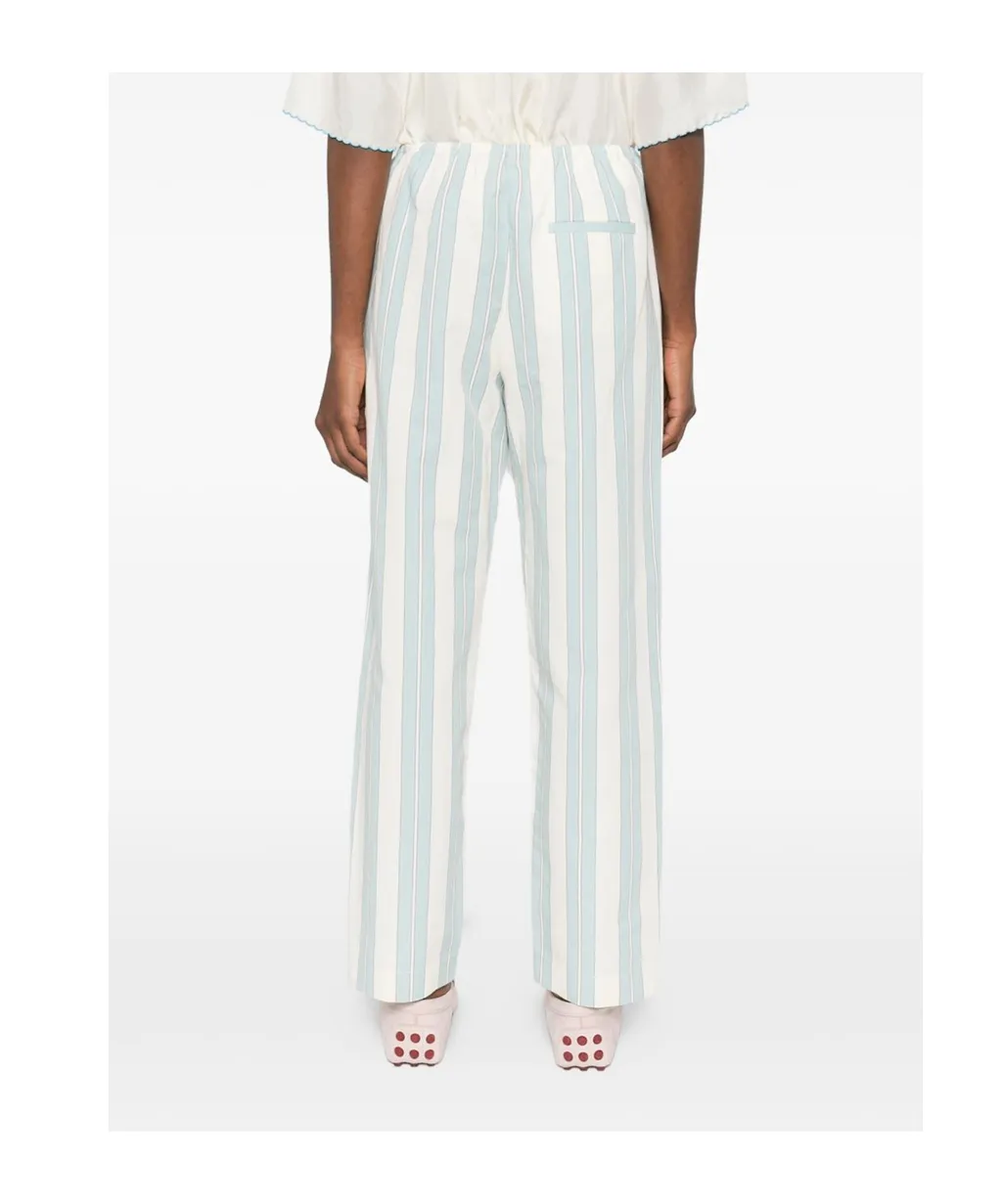 Striped Drawstring-Fastening Trousers
