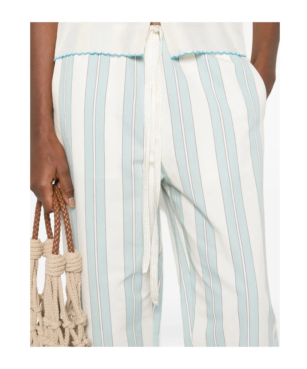 Striped Drawstring-Fastening Trousers