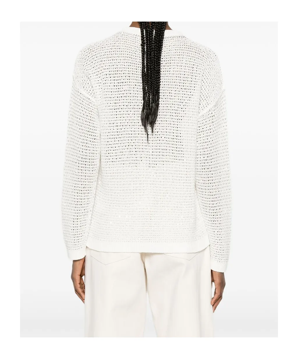 Fabiana Filippi Open-Knit Sequinned Knitted Sweater