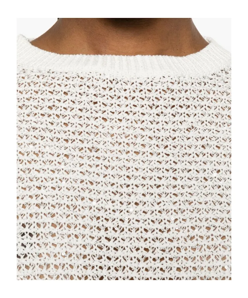 Fabiana Filippi Open-Knit Sequinned Knitted Sweater