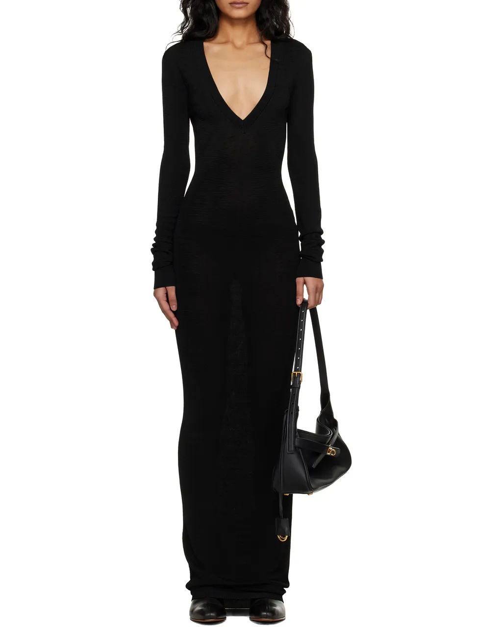 Entire Studios Long Sleeve V-Neck Knitted Dress