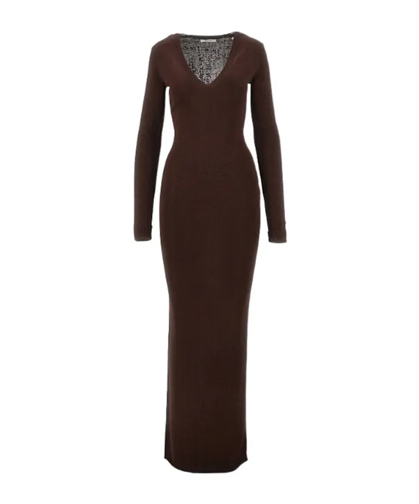Entire Studios Long Sleeve V-Neck Knitted Dress