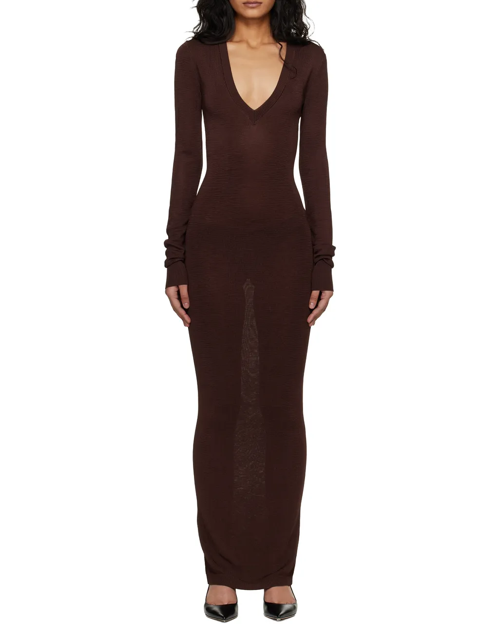 Entire Studios Long Sleeve V-Neck Knitted Dress