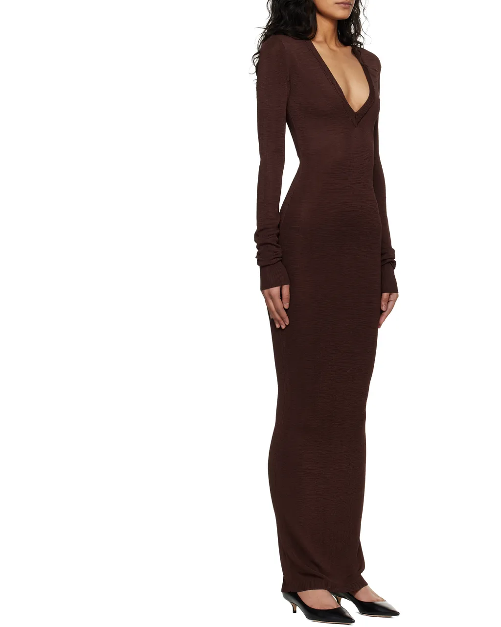 Entire Studios Long Sleeve V-Neck Knitted Dress