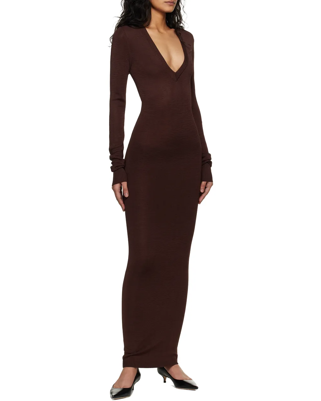 Entire Studios Long Sleeve V-Neck Knitted Dress