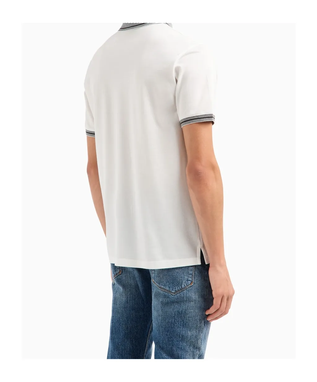 Emporio Armani Piped Collar Piqué Polo Shirt