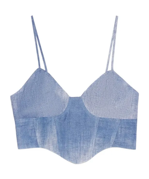 Denim Print Top