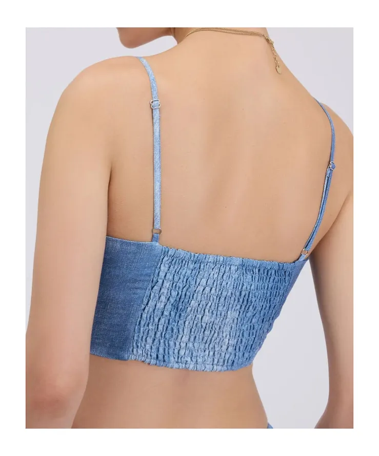 Denim Print Top