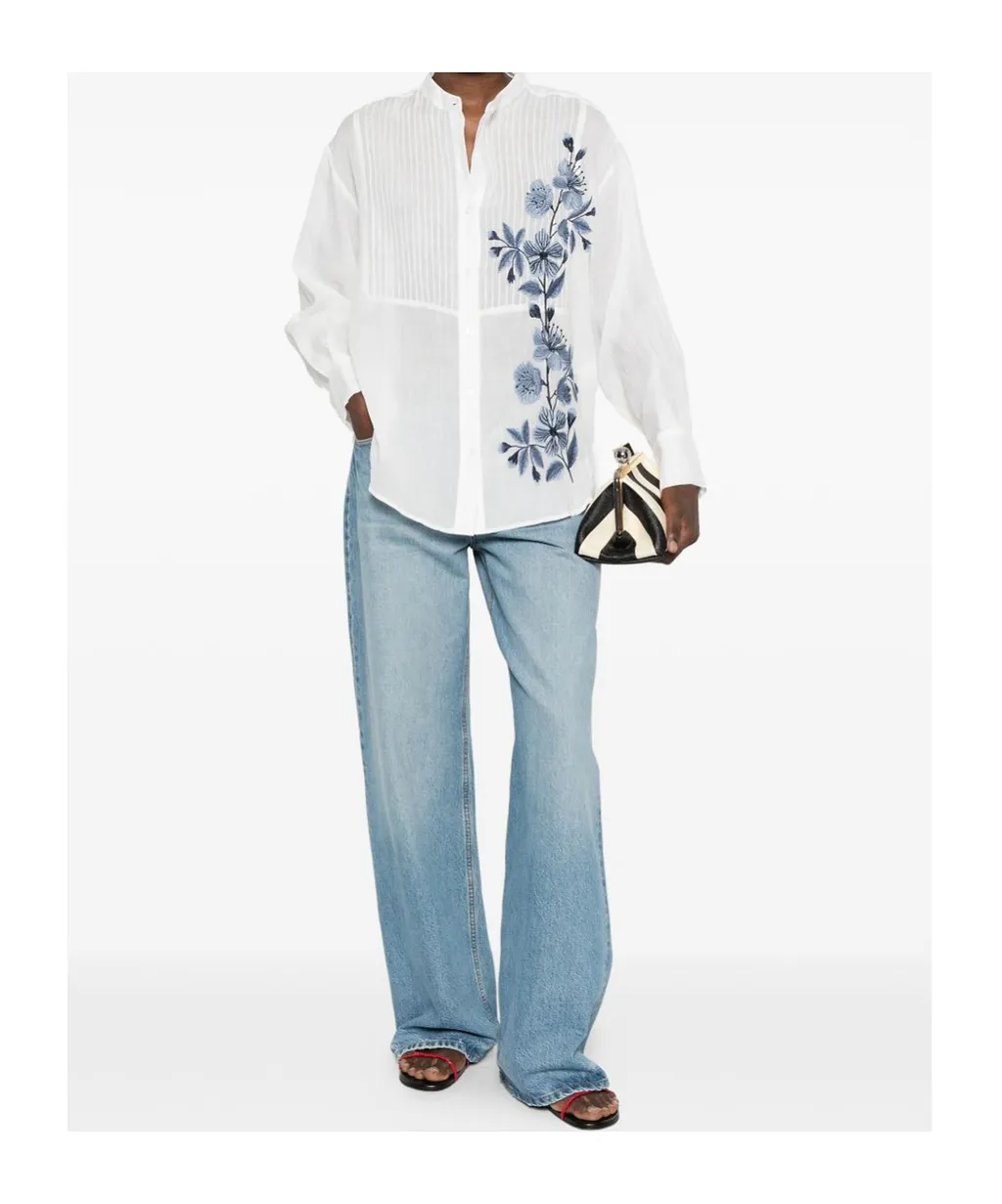 Ermanno Firenze Pleated Embroidered Shirt