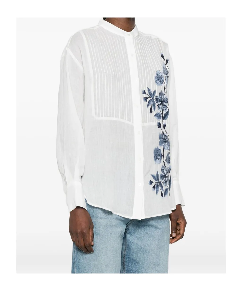 Ermanno Firenze Pleated Embroidered Shirt