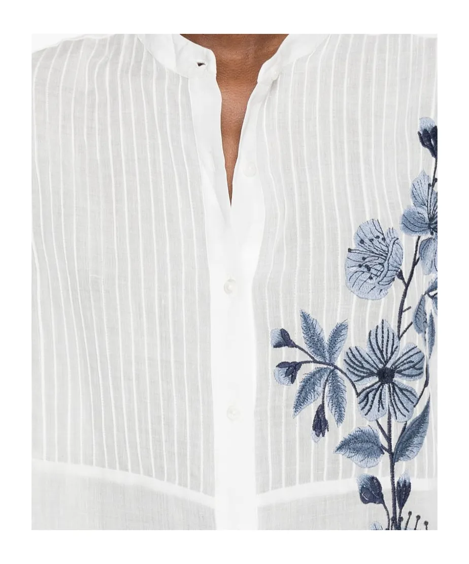 Ermanno Firenze Pleated Embroidered Shirt