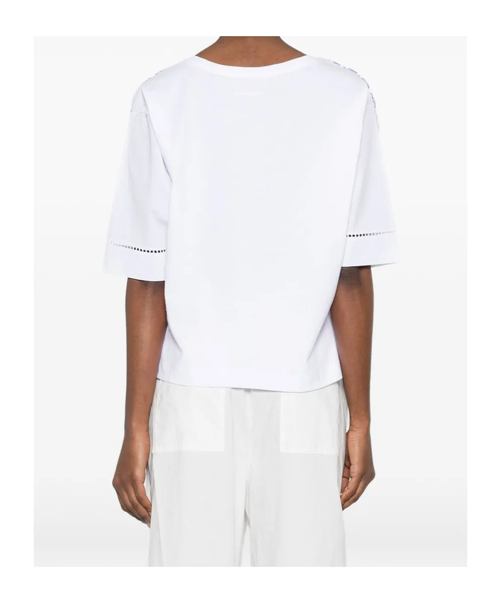 Ermanno Firenze Floral Embroidered V-Neck T-Shirt
