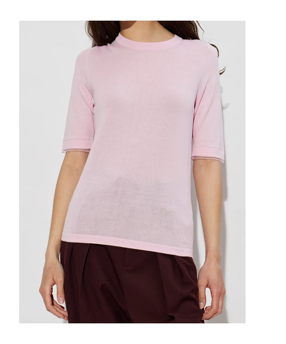 Fabiana Filippi Embellished-Trim Crewneck Knitted Top
