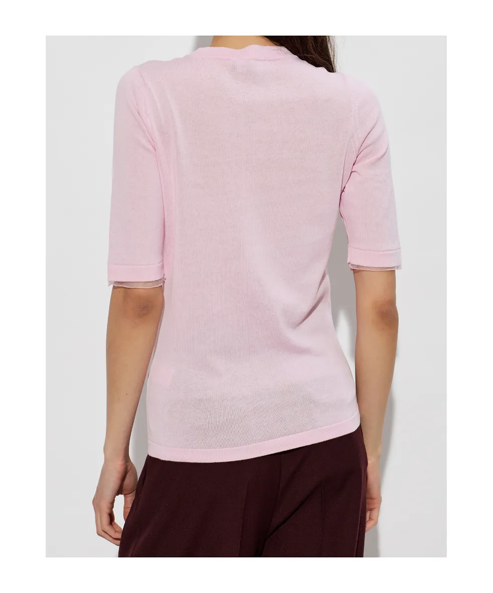Fabiana Filippi Embellished-Trim Crewneck Knitted Top