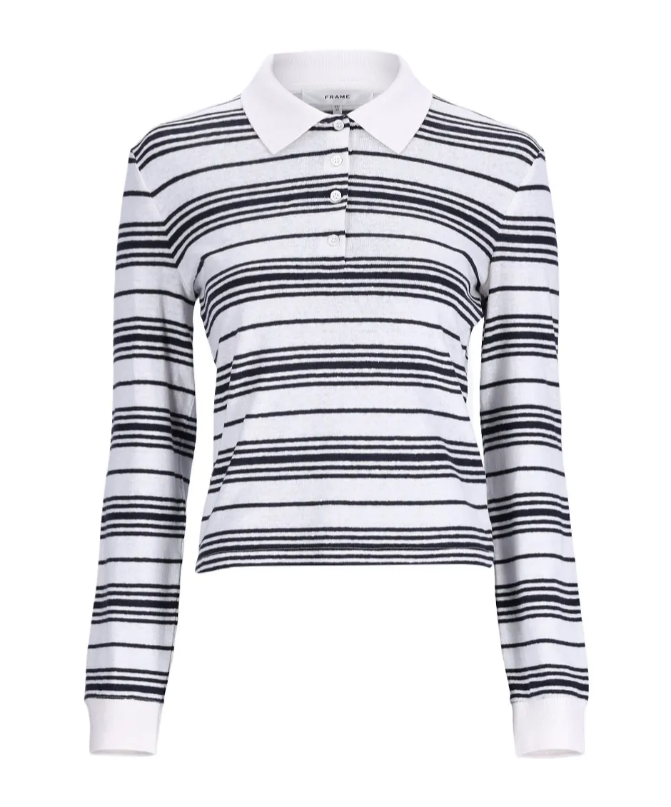 Long-Sleeved Striped Polo Shirt