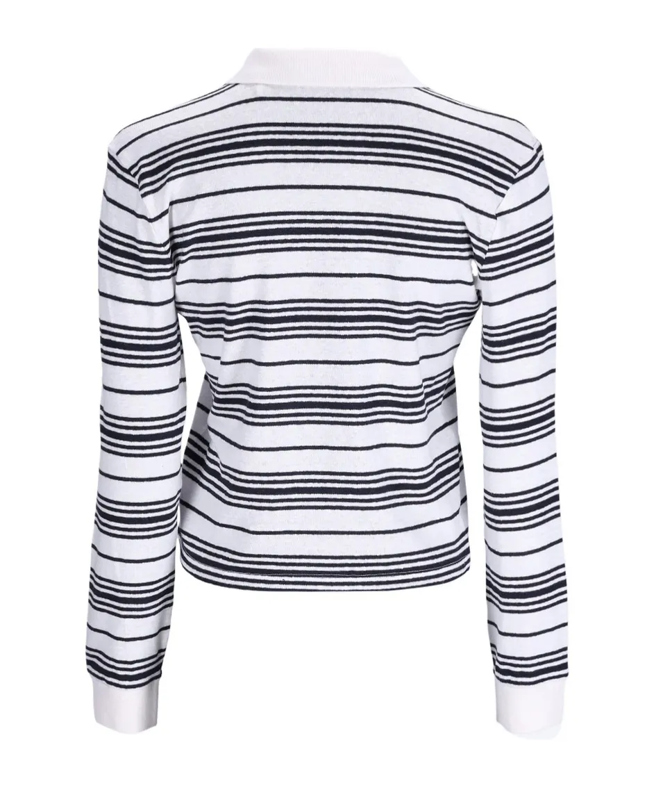 Long-Sleeved Striped Polo Shirt