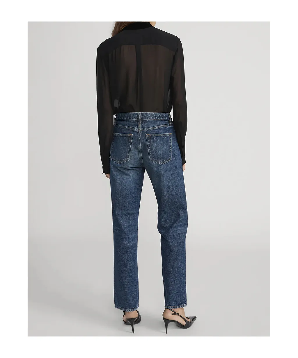 Frame Velvet Trim Modern Tie Blouse