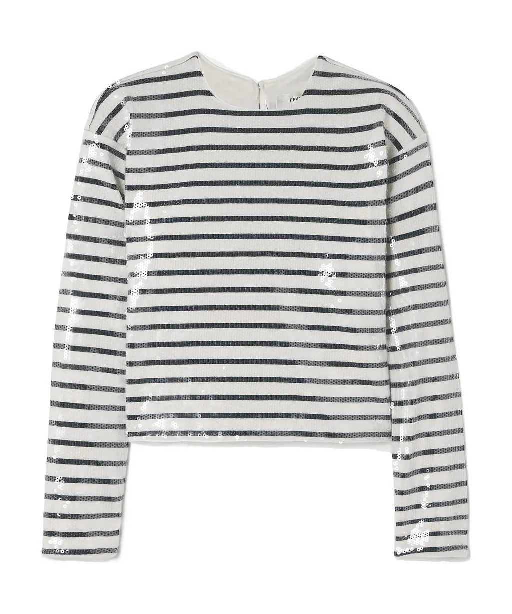 Pleated Sequined Striped Sweater