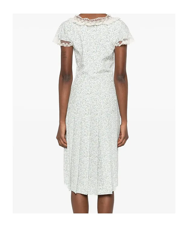 Floral-Pattern Lace-Trim Dress