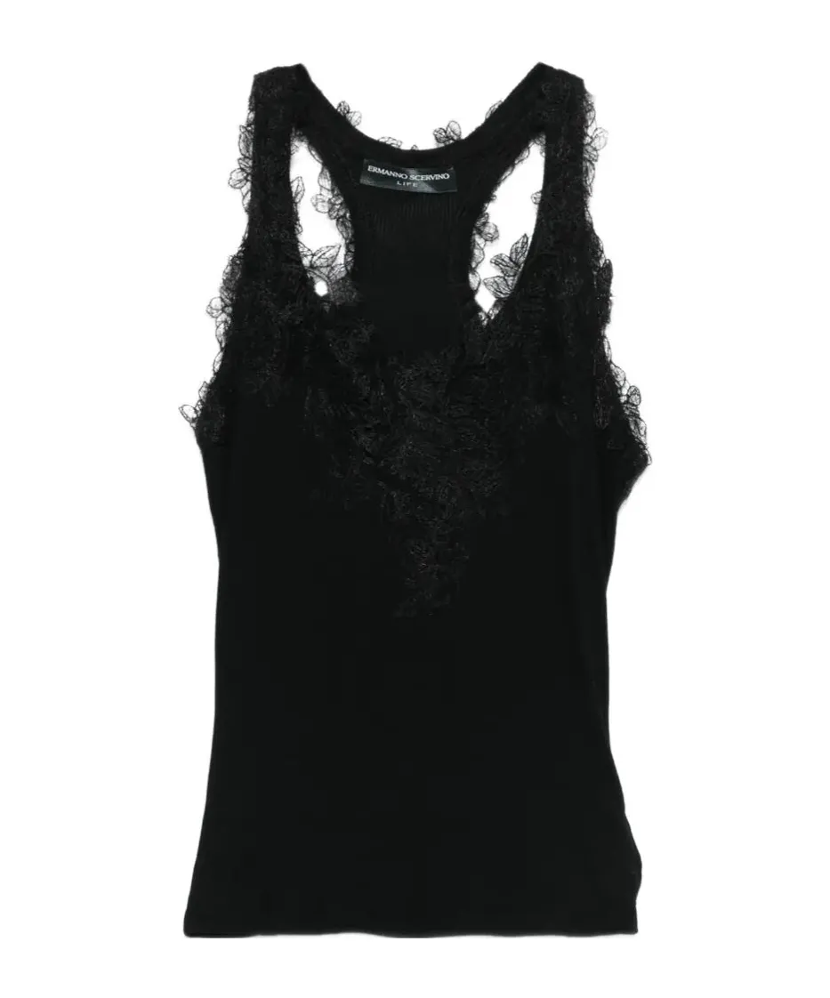Ermanno Scervino Lace Trim Tank Top