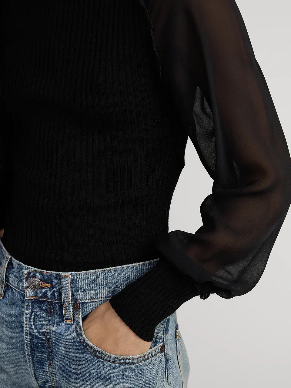 Frame The Sheer Sleeve Top