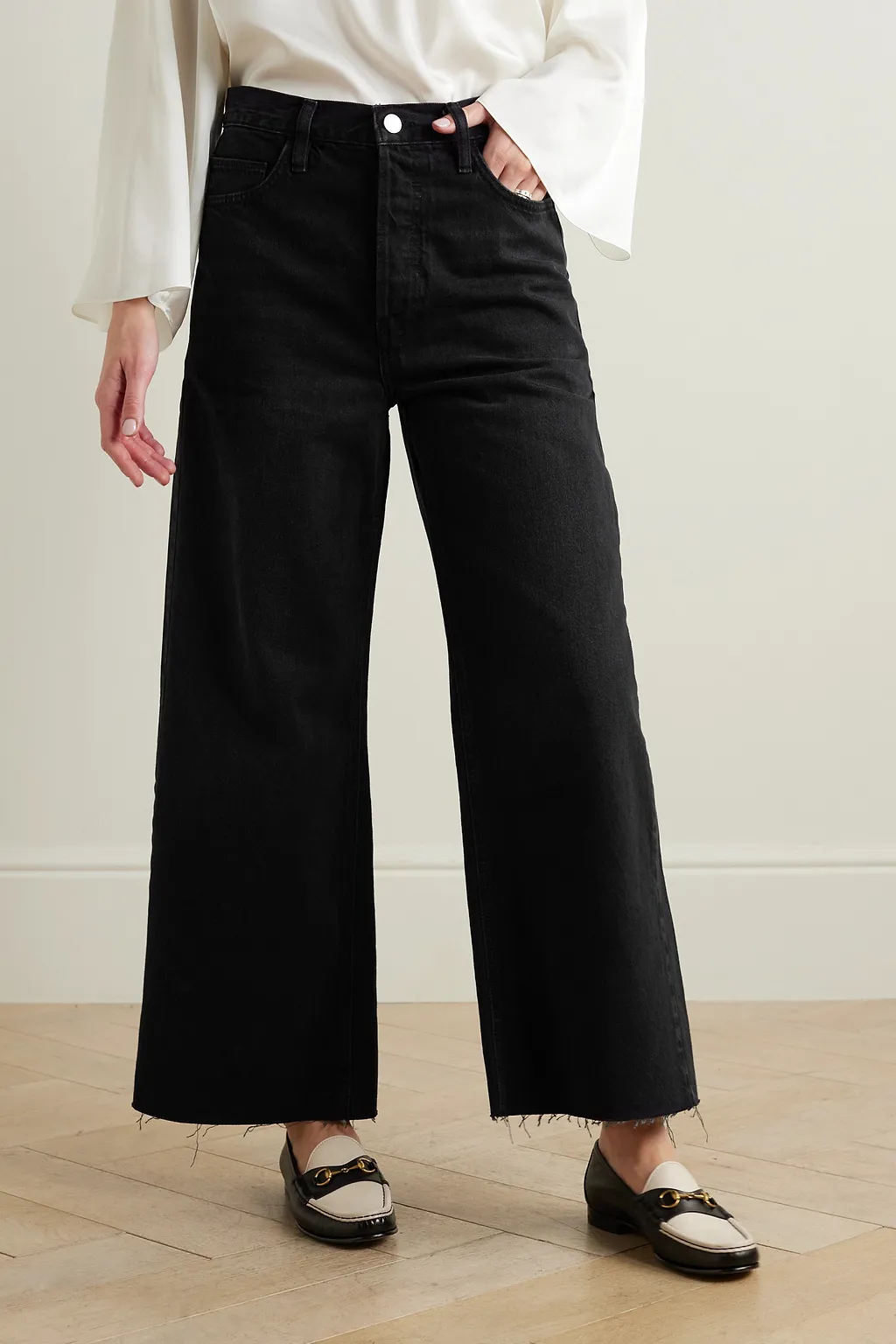 Rippled Wide-Leg Jeans