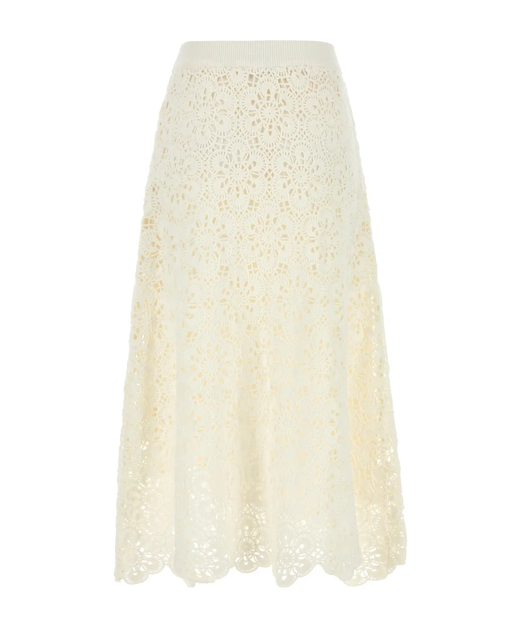 Farm Rio Flower Crochet Skirt