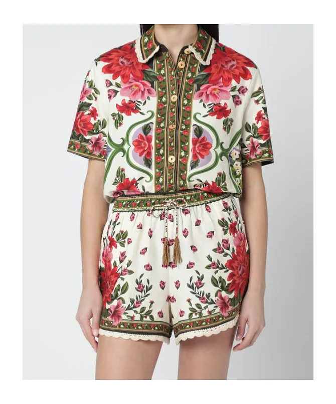 Farm Rio Floral Print Short-Sleeve Shirt