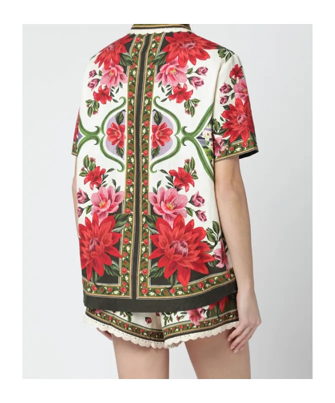Farm Rio Floral Print Short-Sleeve Shirt