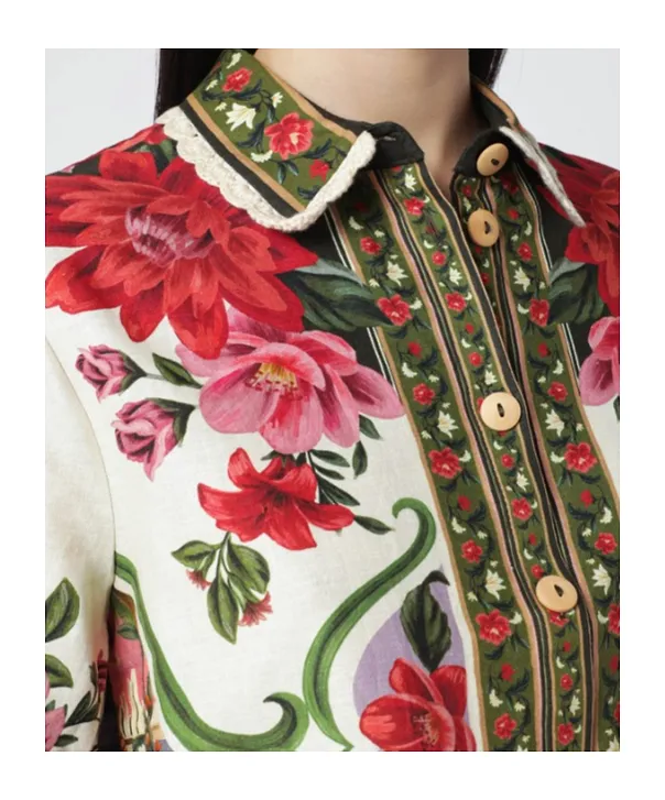 Farm Rio Floral Print Short-Sleeve Shirt