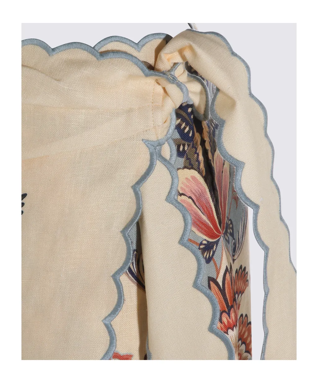Farm Rio Scalloped Floral Wrap Skirt