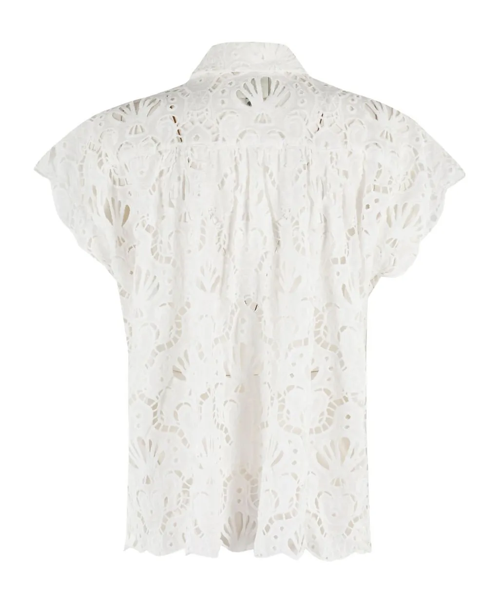 Farm Rio Seashell Eyelet Lace Top