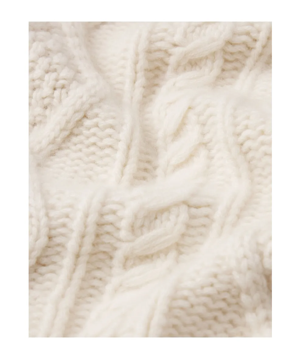 Frame Cable-Knit Button Cardigan