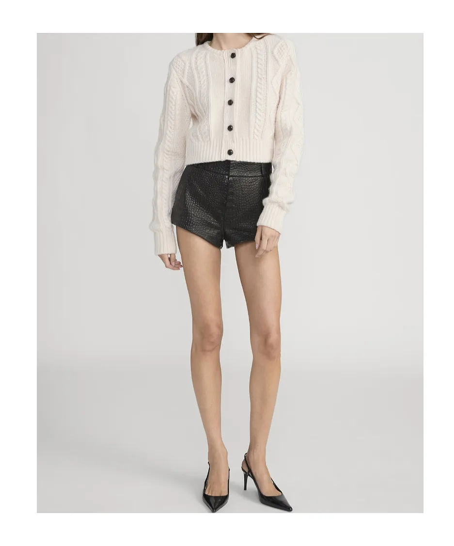 Frame Cable-Knit Button Cardigan