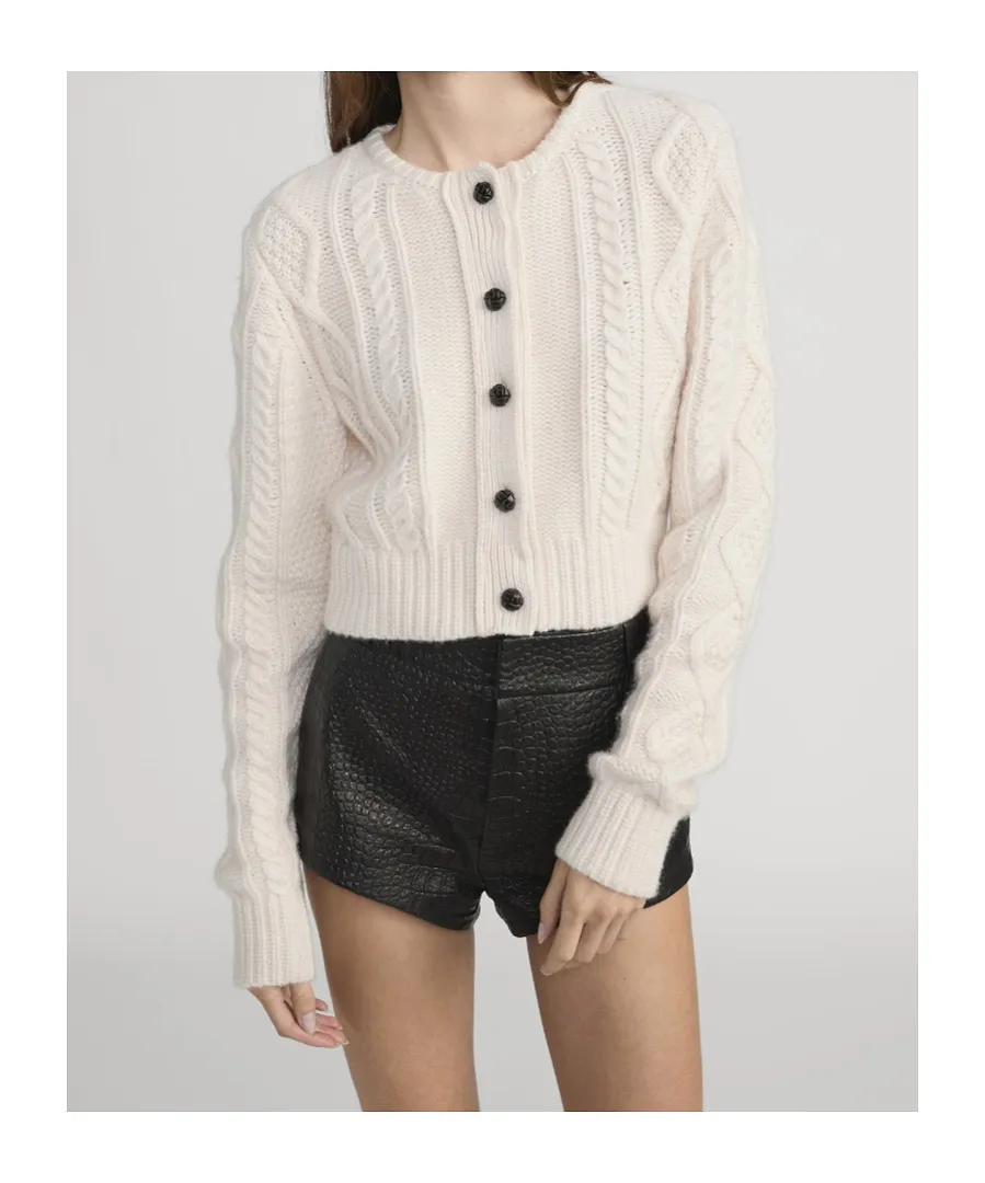 Frame Cable-Knit Button Cardigan