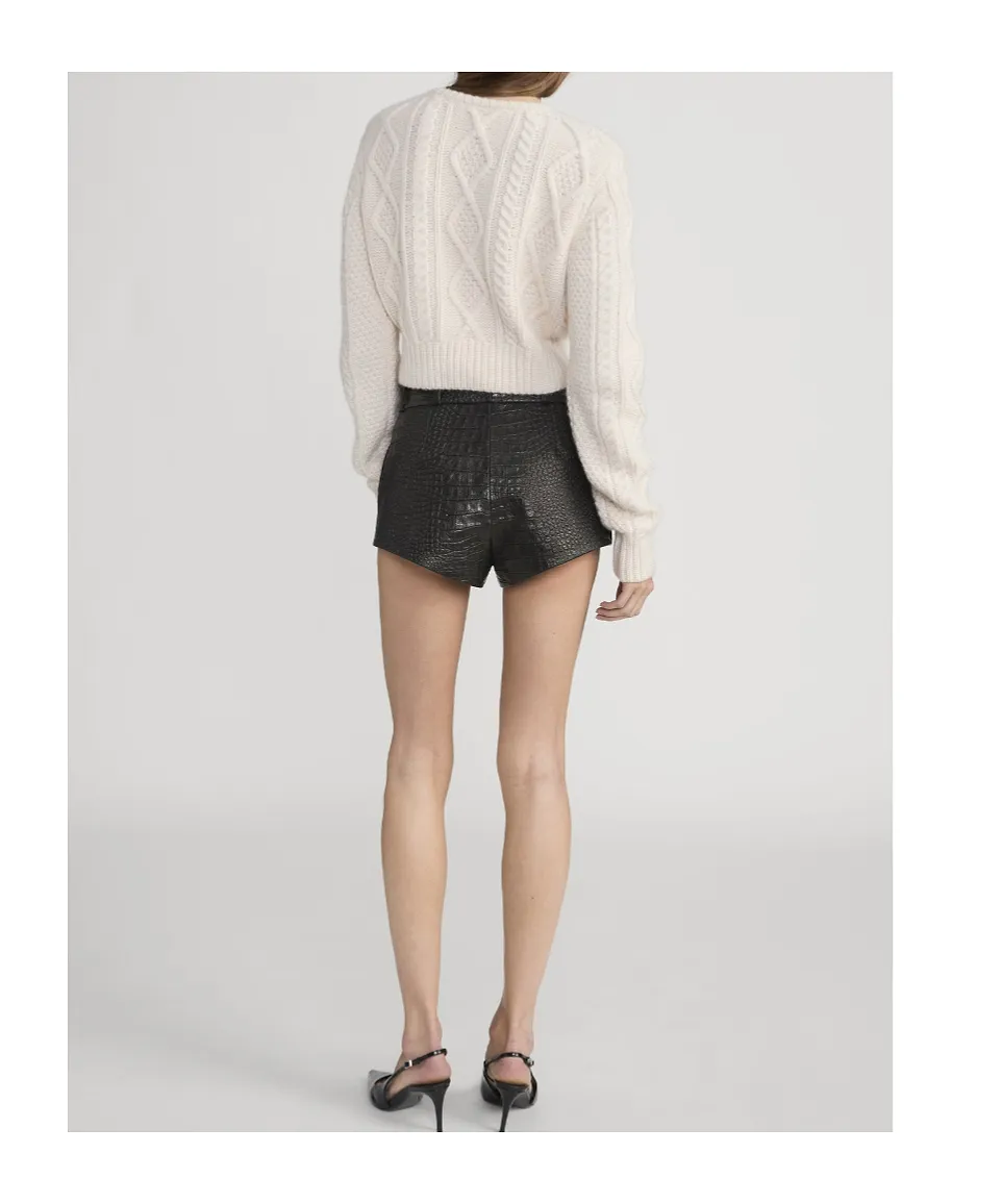 Frame Cable-Knit Button Cardigan