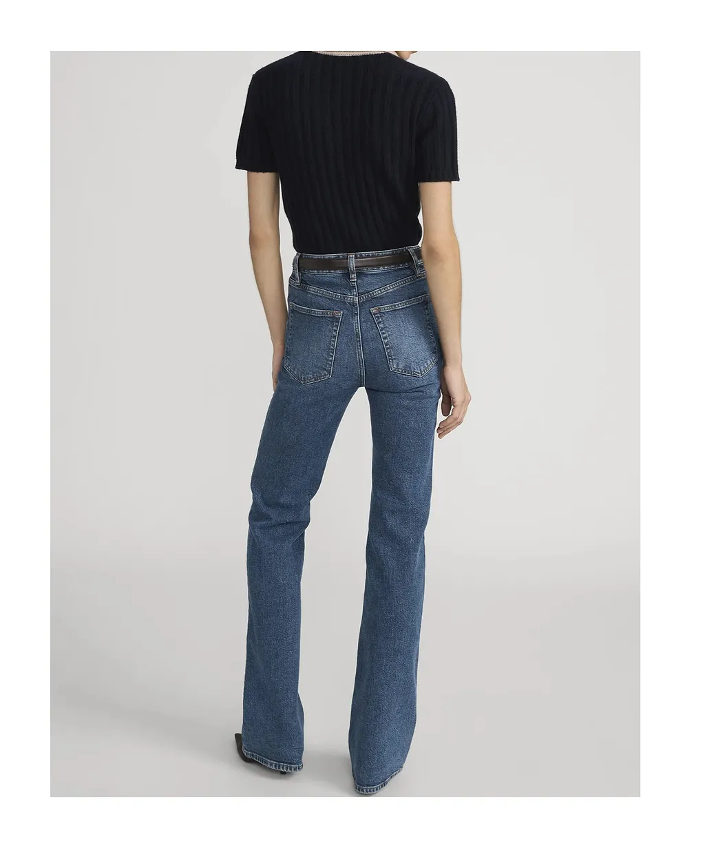 Frame Ribbed Short-Sleeve Polo Knitted Top