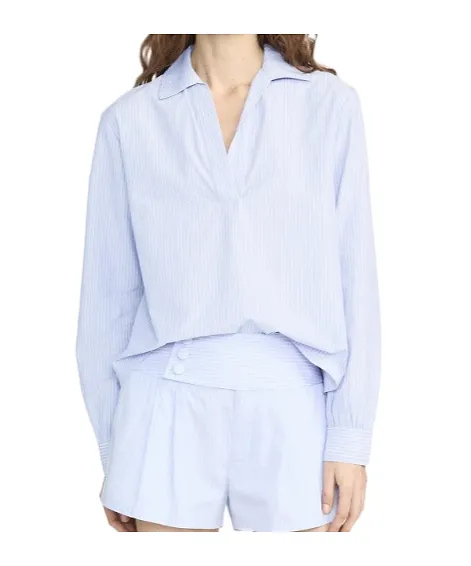 V-Neck Striped Blouse