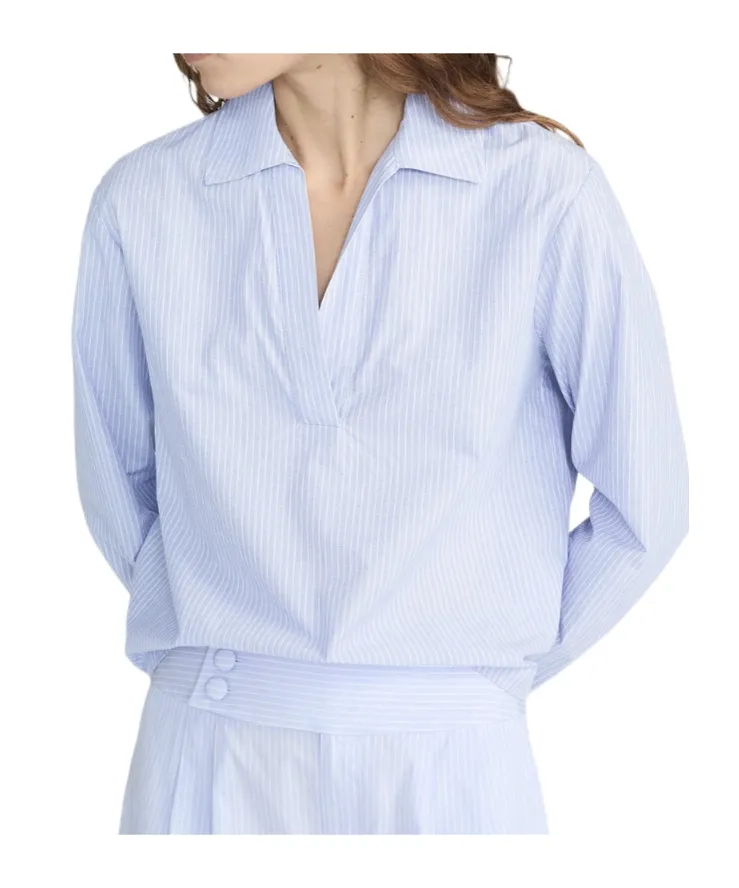 V-Neck Striped Blouse