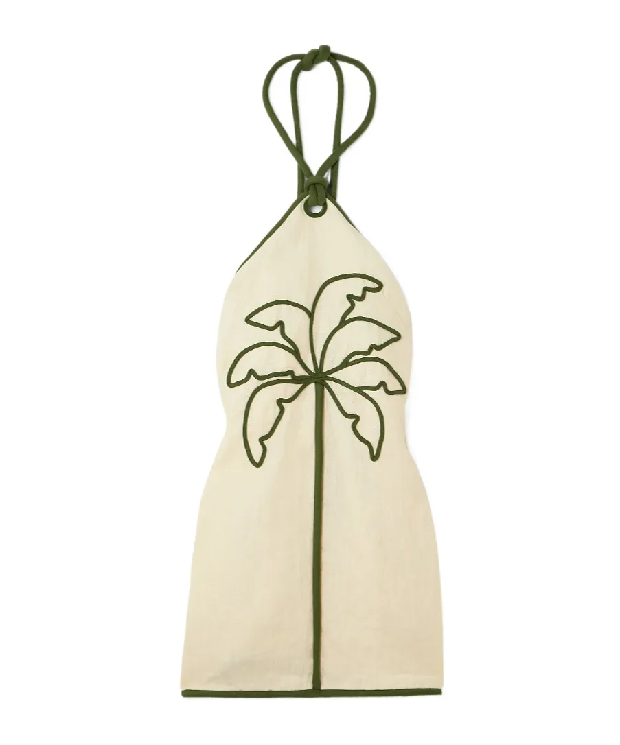 Farm Rio Tree-Embroidered Halterneck Mini Dress