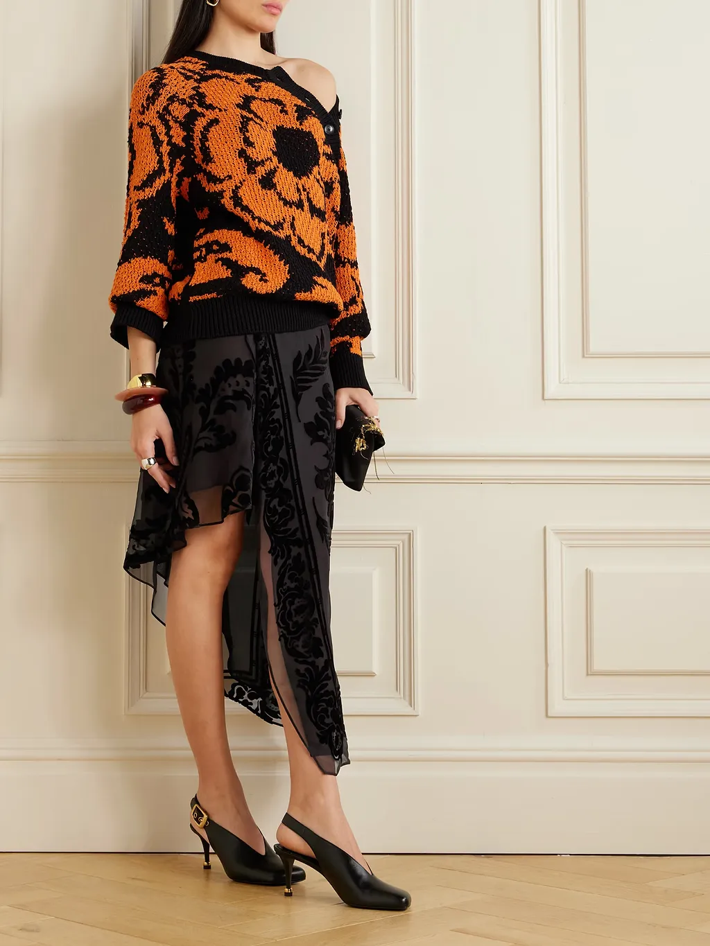 Asymmetrical Cutout Midi Skirt