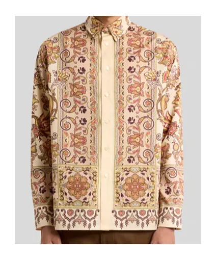 Cotton Shirt With Placed Print