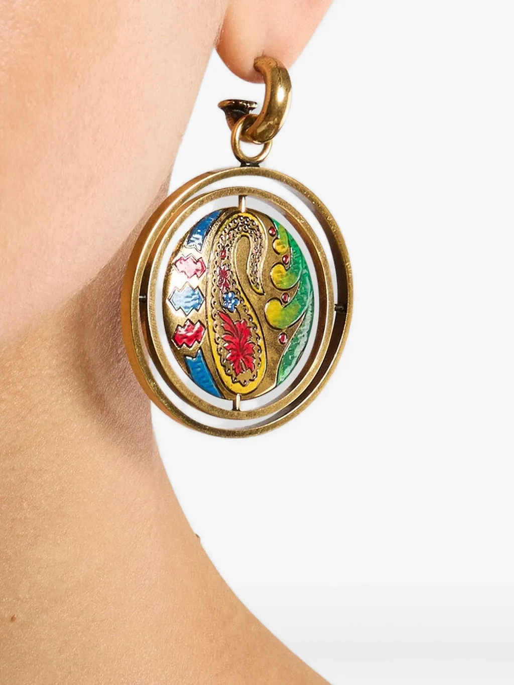 Drop Earrings With Paisley Button