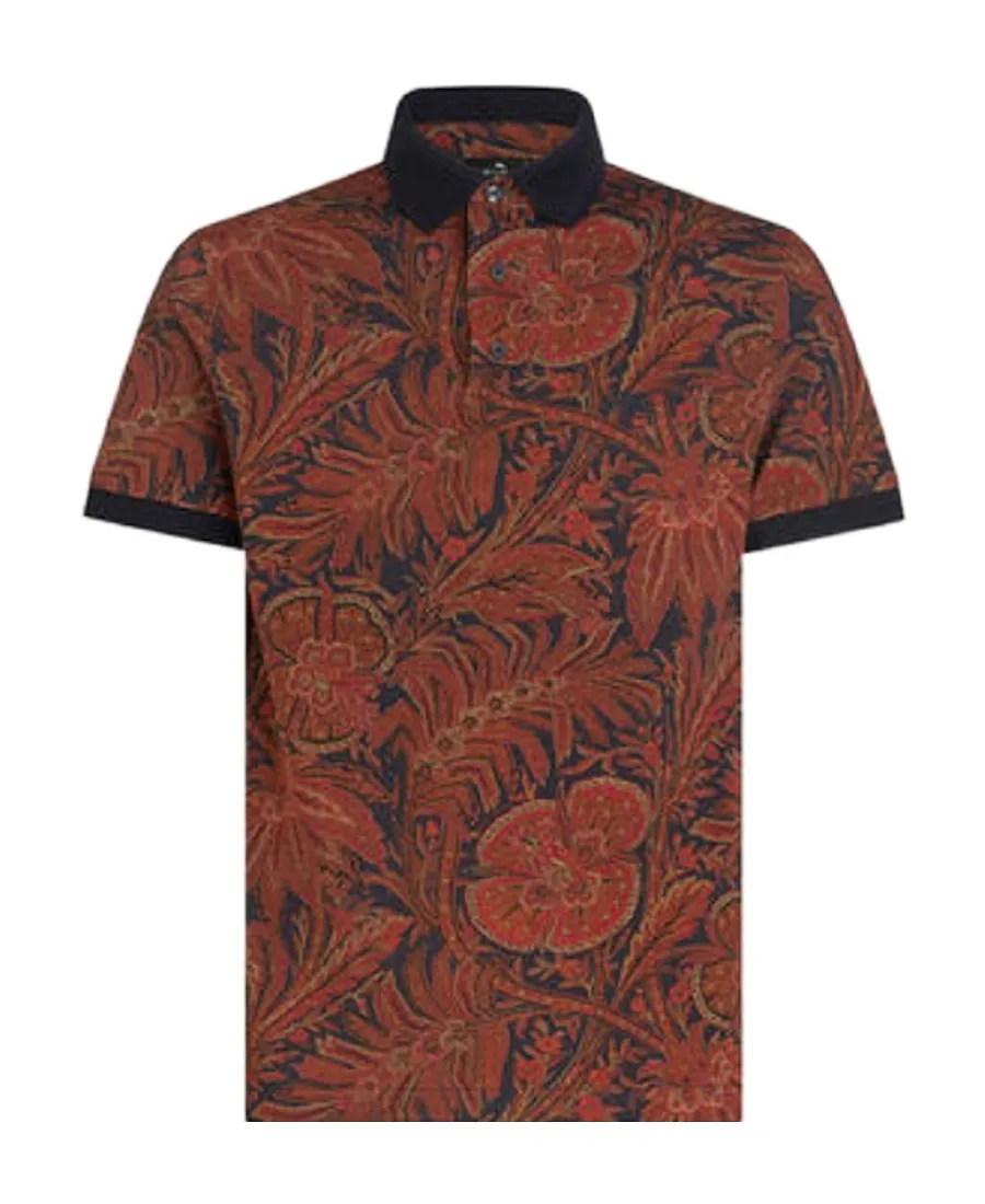 Etro Allover Floral-Printed Short-Sleeved Polo Shirt